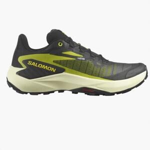 NEW SALOMON men's genesis trail running shoes in black / sulphur spring / transp